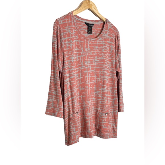 ✅SOLD-Ali Miles | Jersey Knit Blouse Pockets 3/4 Sleeve Stretch Abstract - Picture 2 of 8